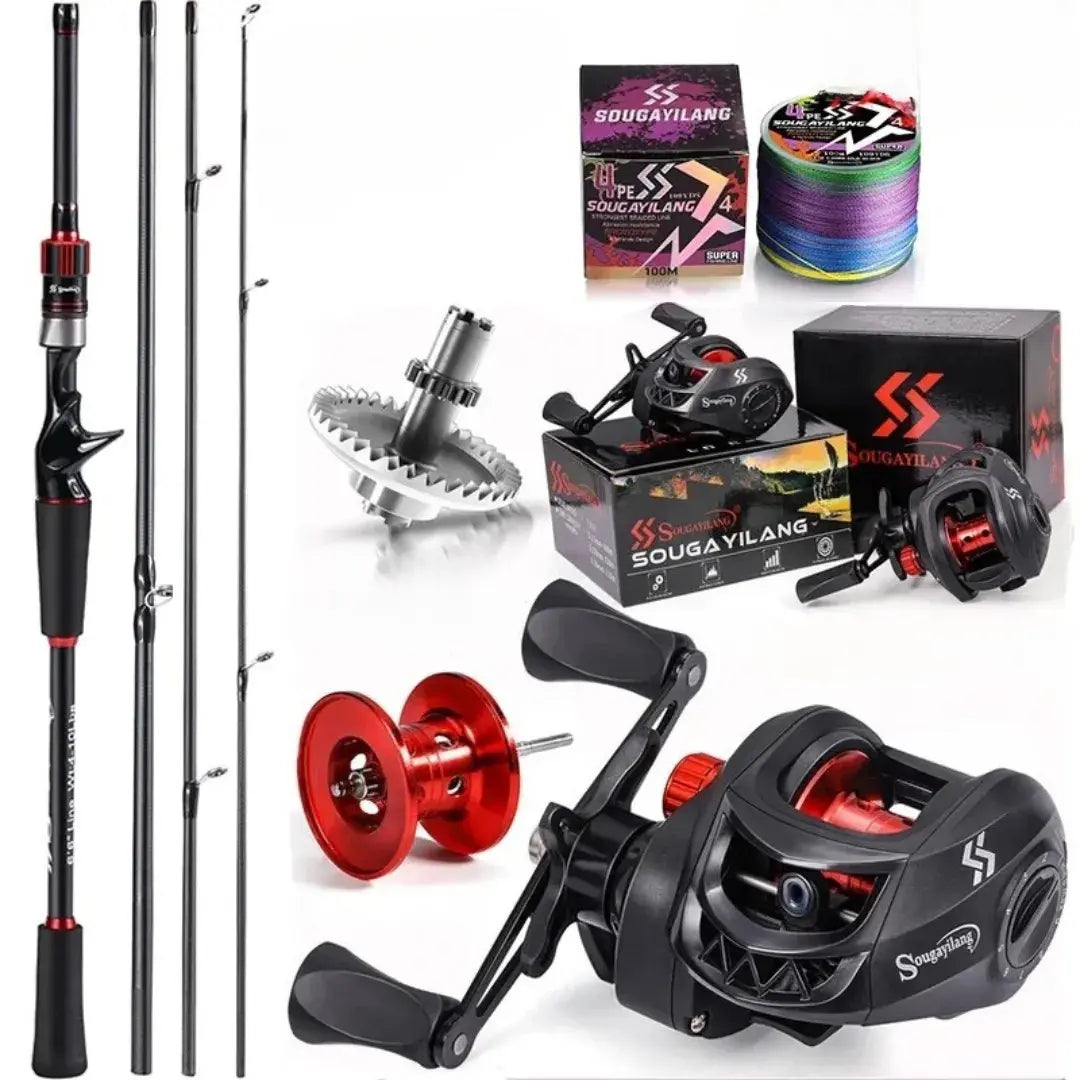 Kit Vara e Carretilha Sougayilang Vermelho