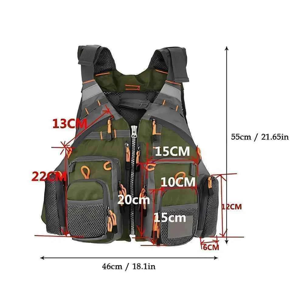 Colete de Pesca Salva-Vidas HK Outdoor LifeVest Verde Exército