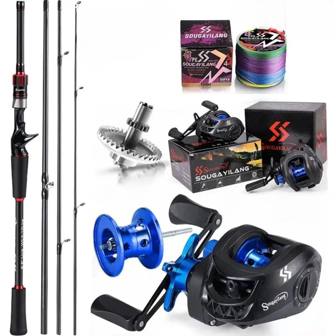 Kit Vara e Carretilha Sougayilang Azul