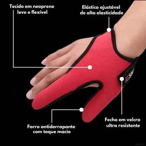 Luva de Pesca Vermelha com Dedos Livres