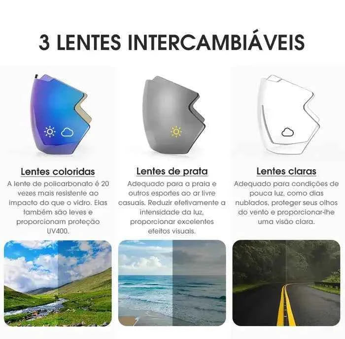 Óculos de Ciclismo CycloVision Vermelho - HK Pesca